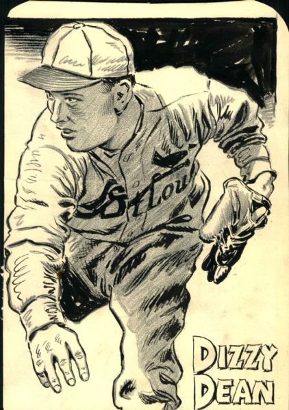 1932-37 Dizzy Dean St. Louis Cardinals "The Sporting News Collection Archives" Original Illustration Artwork (Sporting News Collection Hologram/MEARS Photo LOA)