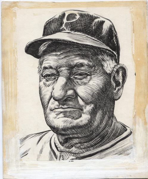 1936 Honus Wagner Pittsburgh Pirates "The Sporting News Collection Archives" Original Illustration Artwork (Sporting News Collection Hologram/MEARS Photo LOA)