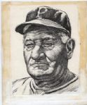 1936 Honus Wagner Pittsburgh Pirates "The Sporting News Collection Archives" Original Illustration Artwork (Sporting News Collection Hologram/MEARS Photo LOA)