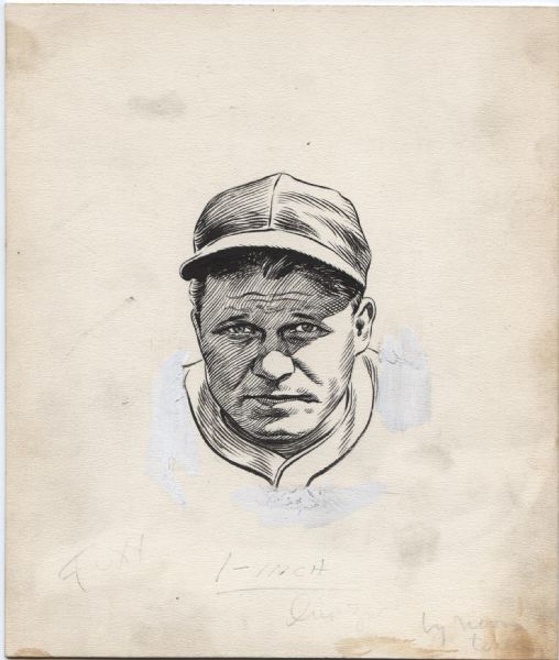 1931-35 Jimmie Foxx Philadelphia Athletics "The Sporting News Collection Archives" 7.5" x 10" Original Illustration Art (Sporting News Collection Hologram/MEARS Photo LOA) Unique 1:1