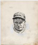 1931-35 Jimmie Foxx Philadelphia Athletics "The Sporting News Collection Archives" 7.5" x 10" Original Illustration Art (Sporting News Collection Hologram/MEARS Photo LOA) Unique 1:1