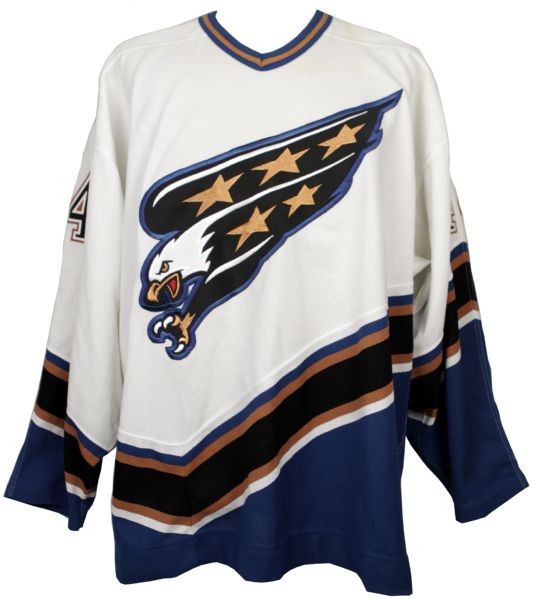2002-03 Steve Eminger Washington Capitals Game Worn Signed Jersey - MeiGray Stamp & MEARS Auction LOA