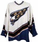 2002-03 Steve Eminger Washington Capitals Game Worn Signed Jersey - MeiGray Stamp & MEARS Auction LOA