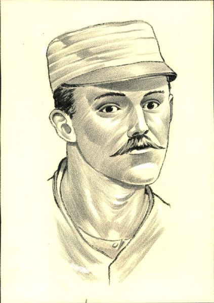 1883-1894 Monte Ward New York Giants "The Sporting News Collection Archives" 5.5" x 8" Original Illustration Art (Sporting News Collection Hologram/MEARS Photo LOA) Unique 1:1