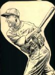 1924-28 Al Simmons Philadelphia Athletics "The Sporting News Collection Archives" 6.5" x 9" Original Illustration Art (Sporting News Collection Hologram/MEARS Photo LOA) Unique 1:1
