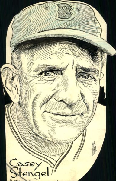 1934-36 Casey Stengel Brooklyn Dodgers "The Sporting News Collection Archives" 6" x 10" Original Illustration Art (Sporting News Collection Hologram/MEARS Photo LOA) Unique 1:1