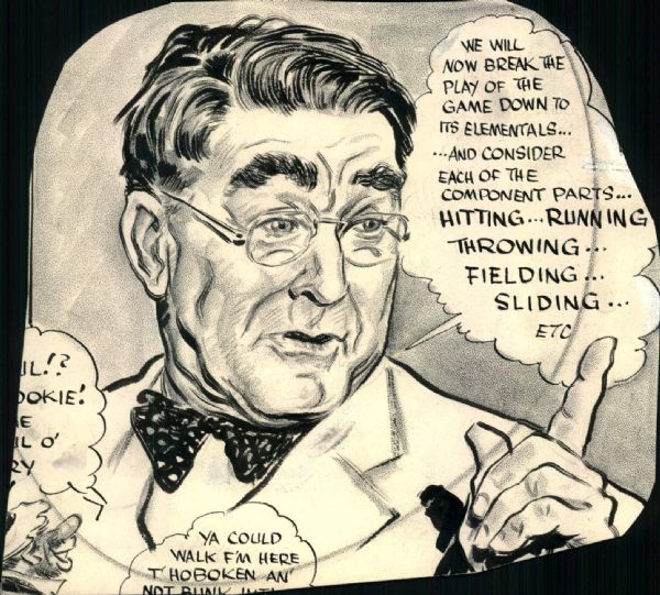 1943-50 Branch Rickey Brooklyn Dodgers "The Sporting News Collection Archives" 7" x 7.5" Original Illustration Art (Sporting News Collection Hologram/MEARS Photo LOA) Unique 1:1