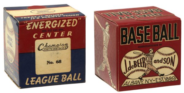 1960s Store Model Baseball - J.deBeer & Energized Center League Ball Both Sealed in Original Box 