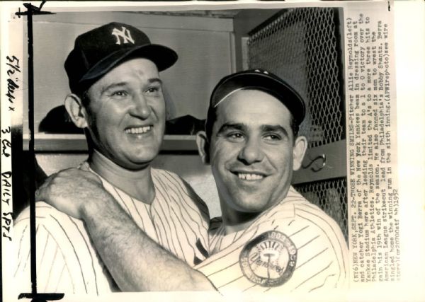 1952-53 Allie Reynolds and Yogi Berra New York Yankees - Original Photos (MEARS Photo LOA) - Lot of 2