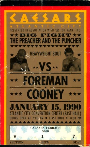 1990 George Foreman vs. Gerry Cooney Heavyweight Fight Ticket