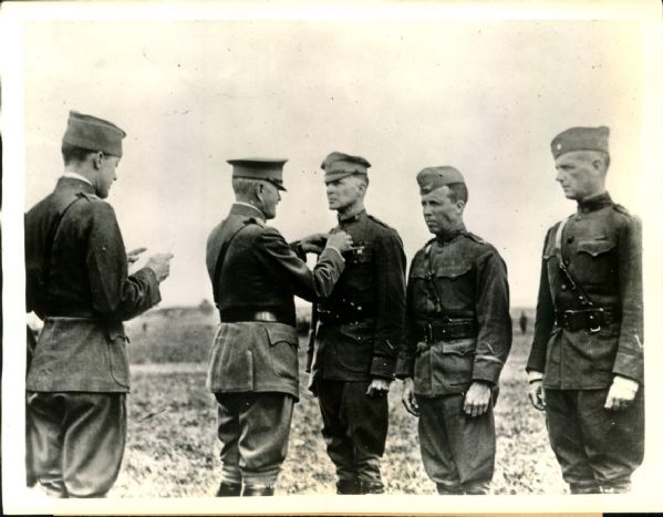 1918 General Douglas MacArthur Receiving Distinguished Service Cross (1942 Print)