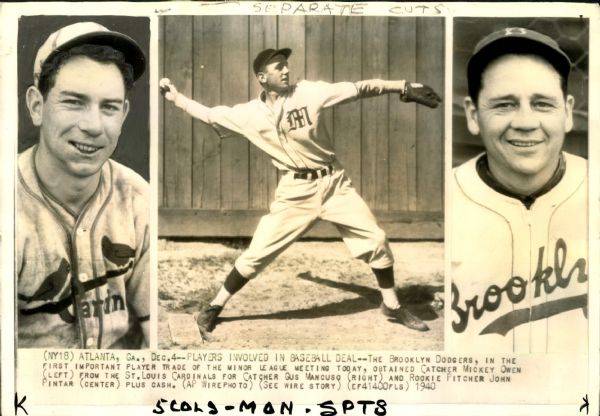 1940 Mickey Owen Traded Original 8" x 11.75" Photo