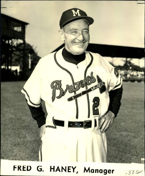 1956-65 Fred Haney Milwaukee Braves "The Sporting News Collection Archives" Original Photos (Sporting News Collection Hologram/MEARS Photo LOA) - Lot of 4