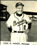 1956-65 Fred Haney Milwaukee Braves "The Sporting News Collection Archives" Original Photos (Sporting News Collection Hologram/MEARS Photo LOA) - Lot of 4