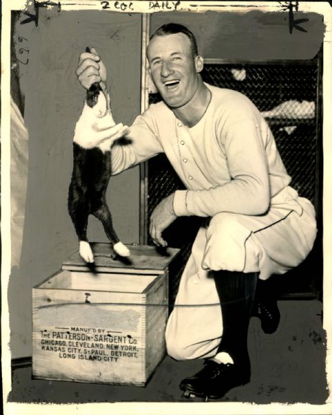 1935 Goose Goslin with a Rabbit Detroit Tigers "The Sporting News Collection Archives" Original 8" x 10" Photo (Sporting News Collection Hologram/MEARS Photo LOA)