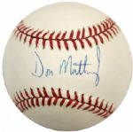 1987-89 Don Mattingly New York Yankees Single Signed ONL (Giamatti) Baseball - JSA Full Letter