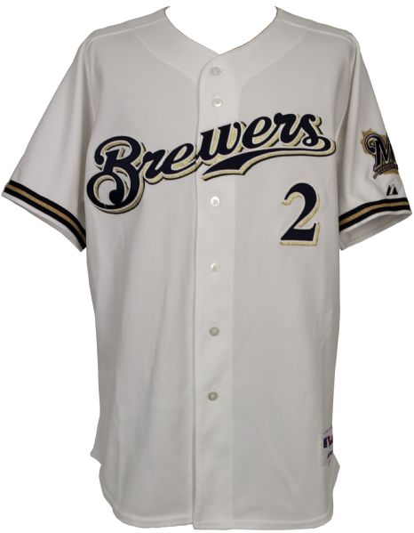 2006 Bill Hall Milwaukee Brewers Game Worn Signed Jersey w/ 2 MLB Holograms (MEARS A10)