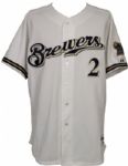 2006 Bill Hall Milwaukee Brewers Game Worn Signed Jersey w/ 2 MLB Holograms (MEARS A10)