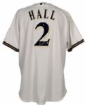 2006 Bill Hall Milwaukee Brewers Game Worn Signed Jersey w/ 2 MLB Holograms (MEARS A10)