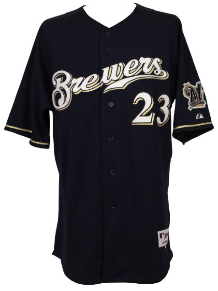 2005 Rickie Weeks Milwaukee Brewers Game Worn Signed Rookie Jersey MLB Hologram (MEARS A10)
