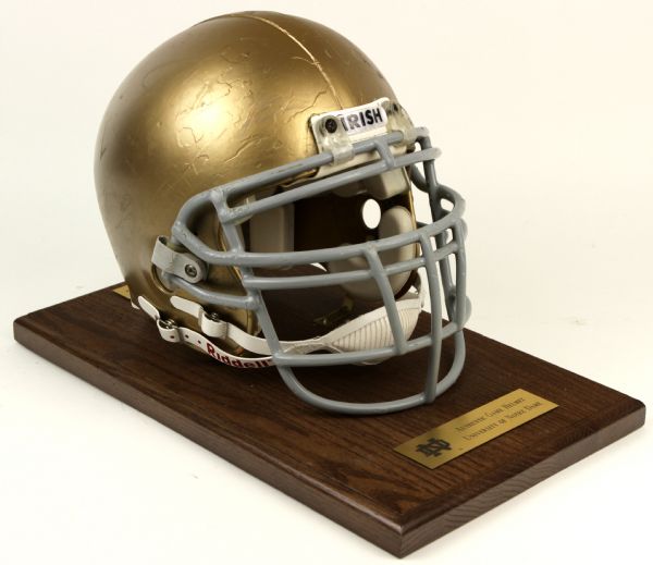 1980s Notre Dame Game Worn Helmet w/ Authentic Game Helmet University of Notre Dame Placard