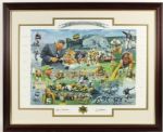1993 Green Bay Packers 75th Anniversary Commemorative Print Display 45"x36" Signed by 16 Incl. Favre Starr Nitschke Canadeo - JSA