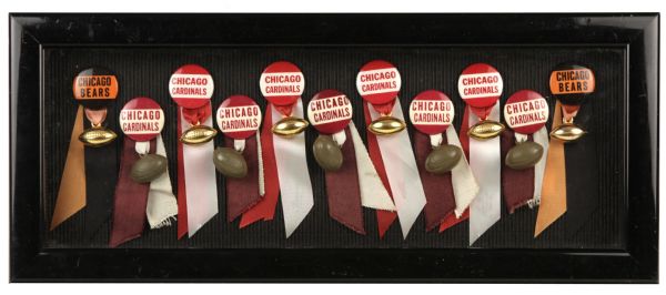 1940s Chicago Cardinals & Bears Football Pinback Each With Football Attached - Lot of 11 
