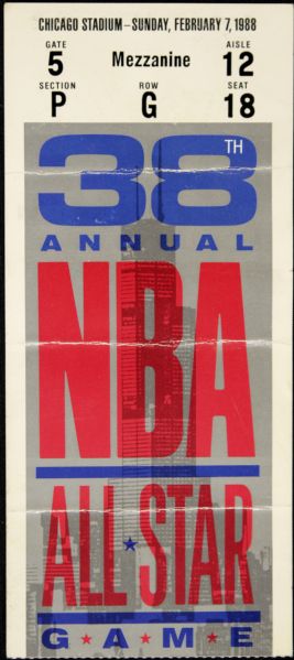 1988 NBA All Star Game Ticket Stub Michael Jordan 40 Points MVP Performance
