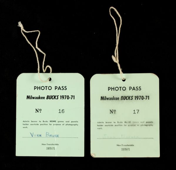 1970-71 Milwaukee Bucks Photo Press Pass - Vern Biever Estate Bucks Championship Season