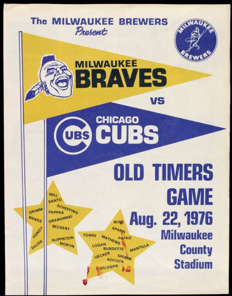 1962 Milwaukee Braves vs. Chicago Cubs Billy Bruton Signed Old Timers Day Program  - JSA 