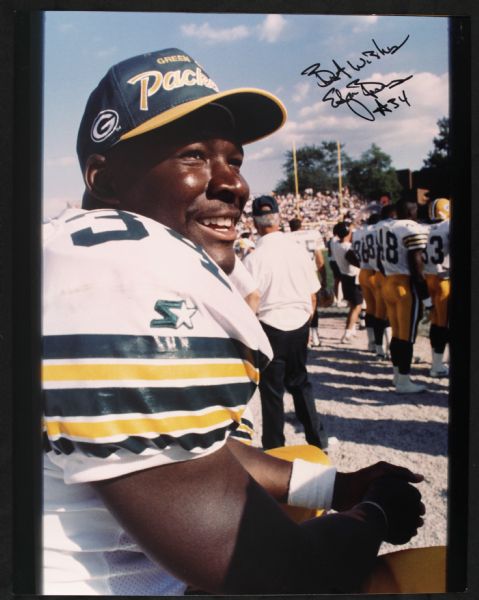 1990s Edgar Bennett Green Bay Packers Signed 11" x 14" Vern Biever Photograph - From Biever Estate 