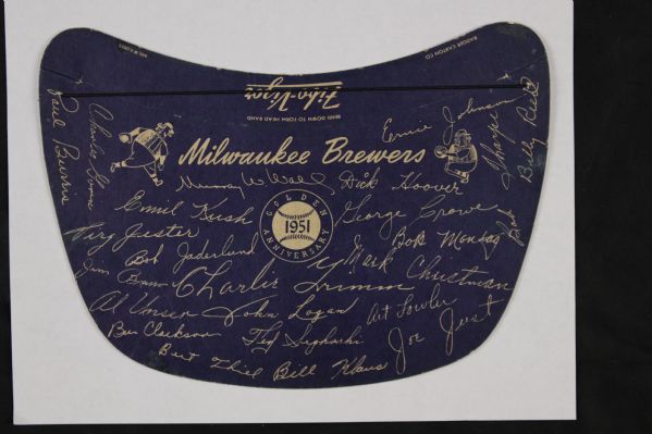 1951 High Grade, Rare, Milwaukee Brewers Minor AAA League Golden Anniversary Visor 