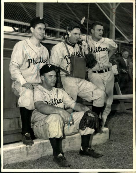 1946 Ben Chapman Vince DiMaggio Ron Northey Frank McCormack Philadelphia Phillies "The Sporting News Collection Archives" Original Photo (Sporting News Collection Hologram/MEARS Photo LOA)