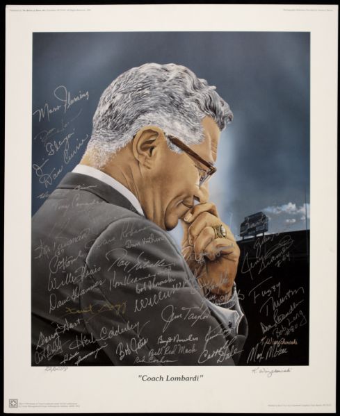 1996-98 Coach Lombardi Green Bay Packers Signed Lithograph 22/60 SP - 41 Sigs. Incl. Starr Taylor Gregg Canadeo McGee Nitschke - 