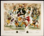 1996 Brett Favre Green Bay Packers Signed MVP Season Print Also Signed by Mark Chmura Edgar Bennett Robert Brooks & Ken Ruettgers 518/995 - JSA