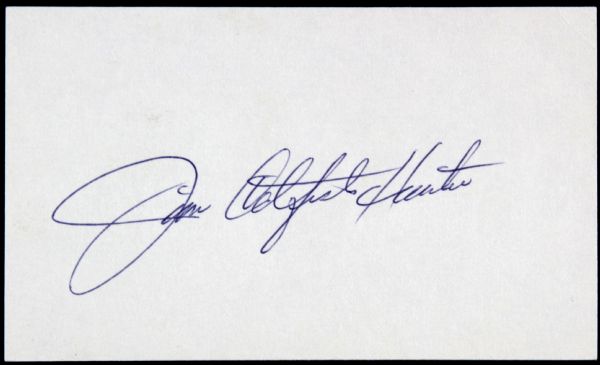 1980s Jim Catfish Hunter New York Yankees Oakland As Signed Index Card - JSA 