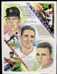 Baseball Greats Signed 11 x 14 Print - Lot of 3 With Stan Musial Don Larsen Enos Slaughter - JSA 