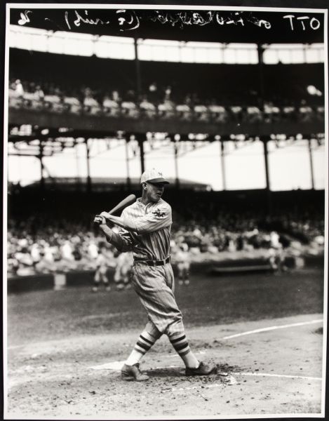 1926-27 Mel Ott New York Giants "TSN Archives" Charles Conlon Original 11" x 14" Print Hand Developed From Glass Plate Negative (MEARS LOA) Rare