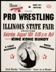 1980s King Kong Bundy 17" x 22" Illinois State Fair Wrestling Poster