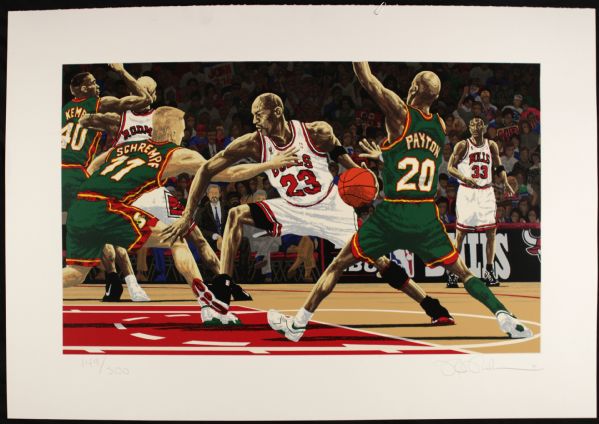 1997 Michael Jordan and Bulls vs. Seattle SuperSonics 27.5" x 40" Lithograph 149/300