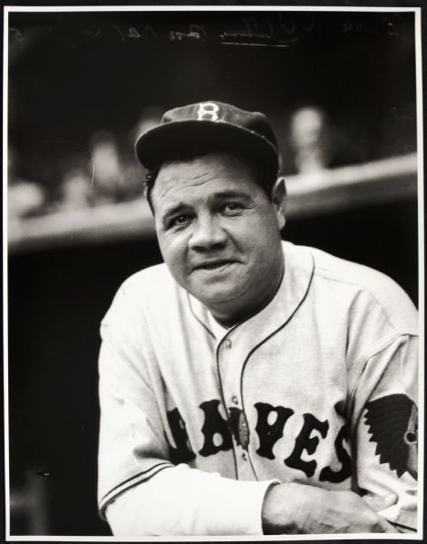 1935 Babe Ruth Boston Braves "TSN Archives" Charles Conlon Original 11" x 14" Print Hand Developed From Glass Plate Negative (MEARS LOA) Rare