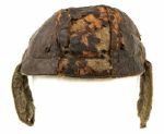 1900-08 circa Youth Model (8 diameter) Flat Top Model Leather Football Helmet w/ 12 ventilation holes