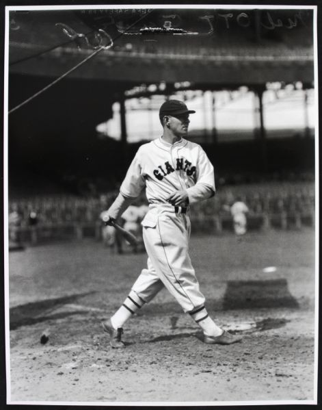 1926-47 Mel Ott New York Giants "TSN Archives" Charles Conlon Original 11" x 14" Print Hand Developed From Glass Plate Negative #6 (MEARS LOA) Rare