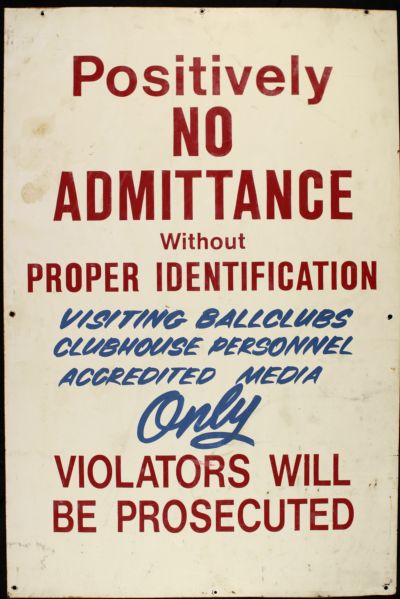 Ballpark at Arlington Locker Room Signs - Lot of 3 - w/ 1 Sign Autographed By Nolan Ryan - JSA