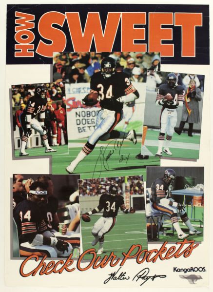 1980s Walter Payton Chicago Bears Signed 16 1/2" x 23" Poster From Bears Reunion - JSA 