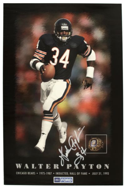 1993 Walter Payton Chicago Bears Signed 16" x 24" Hall of Fame Commemorative Poster - JSA 