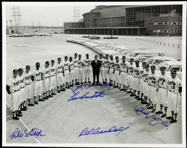 1957-58  Milwaukee Braves Multi Signed Photo - 6 Sigs. Incl. Burdette Willey - JSA 