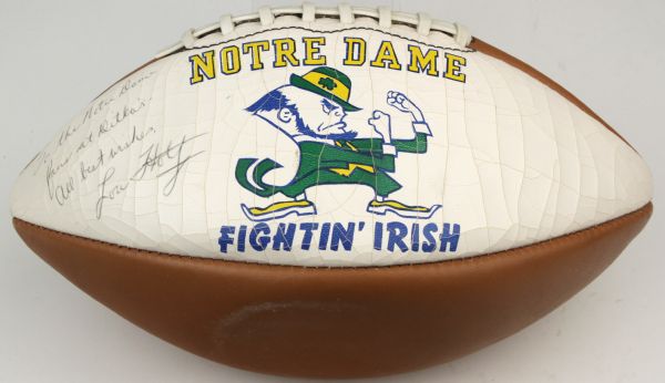1980s-90s Lou Holtz Notre Dame Signed Reach Football - JSA 