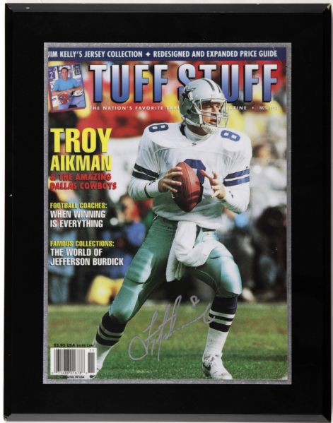 1992 Troy Aikman Dallas Cowboys Signed Tuff Stuff Magazine Cover Display - JSA 