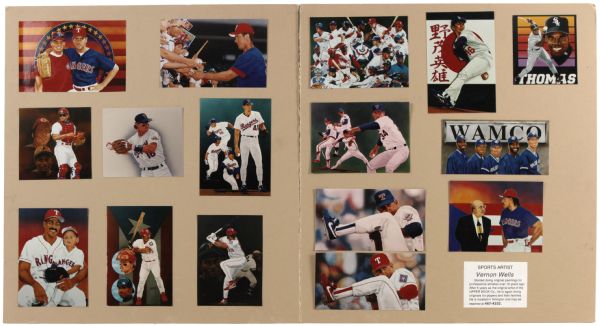 Photograph Collages of Vernon Wells Baseball Paintings 16" x 17 1/4" - Lot of 2